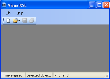 VisualXSL interface with no project opened
